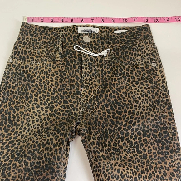 NWT Frame Le Crop Mini Boot Coated Jeans Womens 24 Leopard Tan Black - Picture 10 of 12
